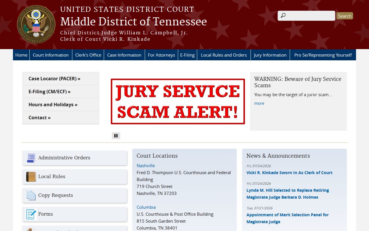 Liberty criminal history Middle District of Tennessee court source